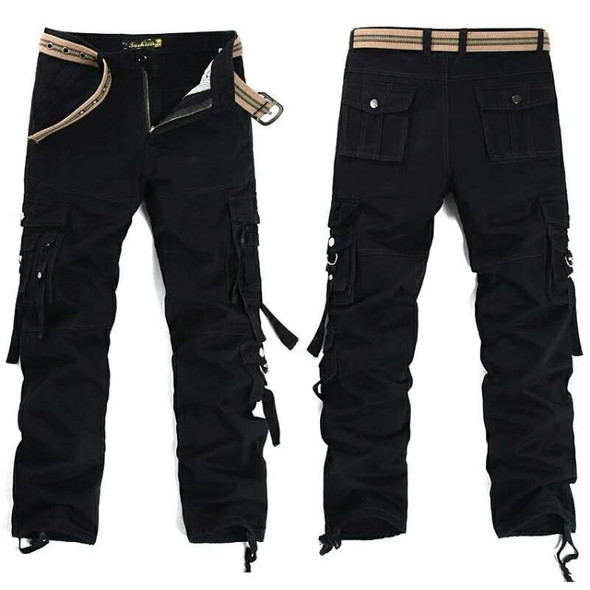 Men Multi-pocket Outdoor Casual Overalls (Color:Black Size:36)