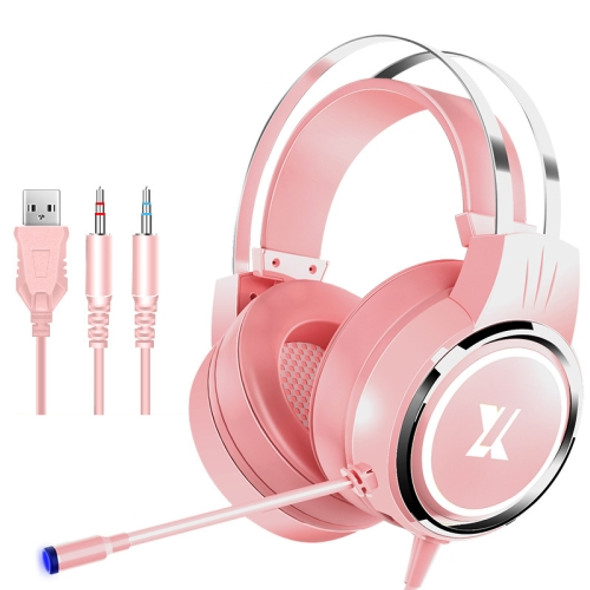 Heir Audio Head-Mounted Gaming Wired Headset With Microphone, Colour: X8 Upgraded Edition (Pink)