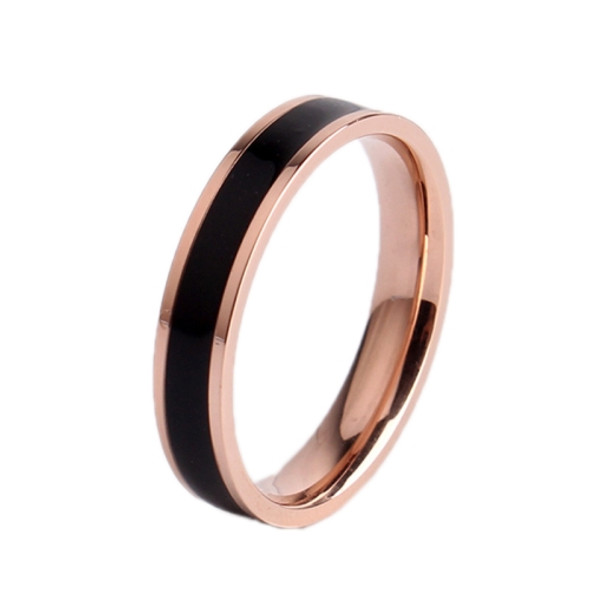 4 PCS Simple Black White Epoxy Couple Ring Women Titanium Steel Ring Jewelry, Size: US Size 9(Black Glue Rose Gold)