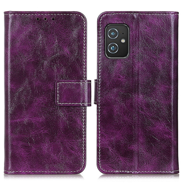 For Asus Zenfone 8 Retro Crazy Horse Texture Horizontal Flip Leather Case with Holder & Card Slots & Photo Frame & Wallet(Purple)