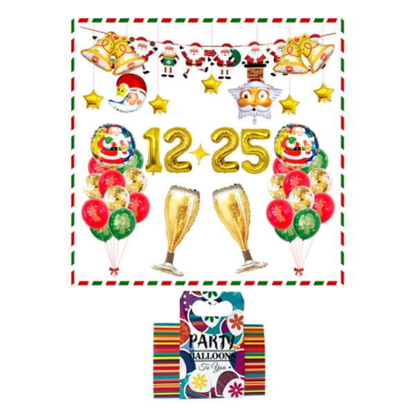 5536 Christmas Flag Decoration Set Gold Bell Sequins Balloon Set, Specification: Set 3 + Gift Box