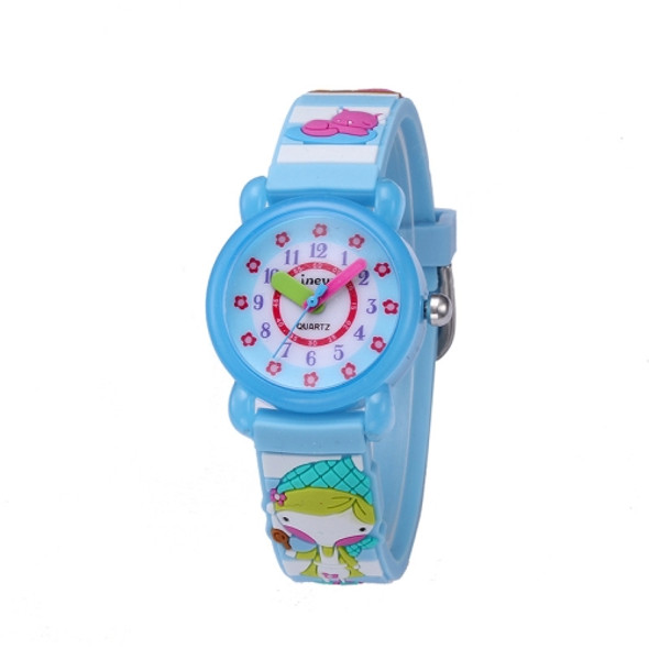 JNEW A335-86224 Children Cartoon 3D Cooking Firl Waterproof Quartz Silicone Watch(Blue)