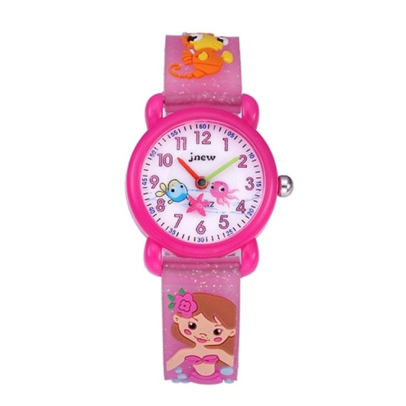 JNEW A335-86261 Children 3D Silicone Cartoon Mermaid Waterproof Quartz Watch(Red)