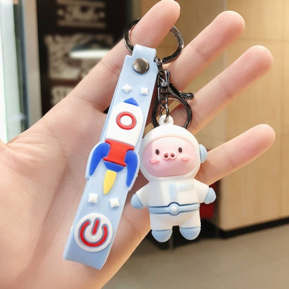 5 PCS Space Astronautical Piggy Keychain Cartoon Pendant(Aerospace Pig - Blue)