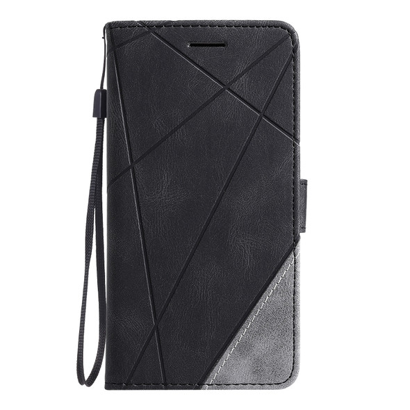 For iPhone XR Skin Feel Splicing Horizontal Flip Leather Case with Holder & Card Slots & Wallet & Photo Frame(Black)