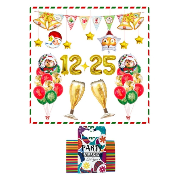 5536 Christmas Flag Decoration Set Gold Bell Sequins Balloon Set, Specification: Set  2 + Gift Box