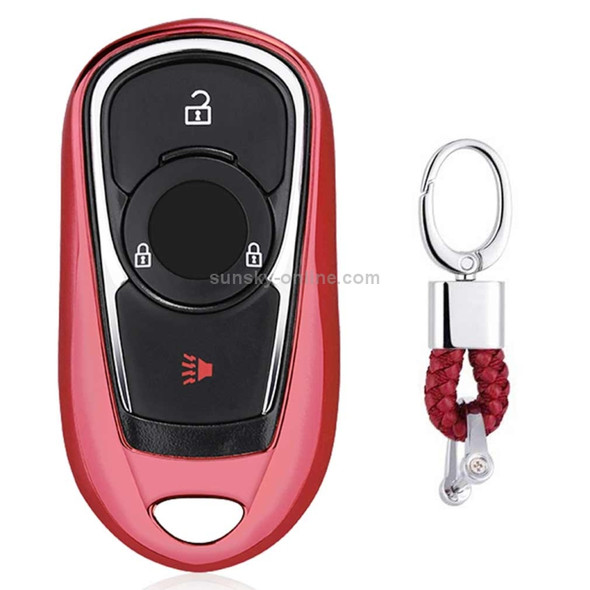 Electroplating TPU Single-shell Car Key Case with Key Ring for BUICK Hideo / VERANO / Regal / Lacrosse / Excelle / ENVISION (Red)