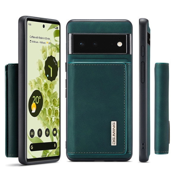 For Google Pixel 6 Pro DG.MING M1 Series 3-Fold Multi Card Wallet + Magnetic Back Cover Case(Green)