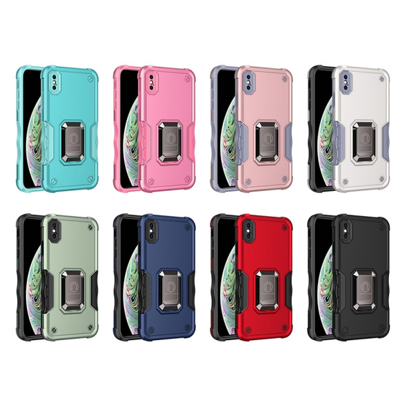 Ring Holder Non-slip Armor Phone Case For iPhone XS Max(Rose Gold)