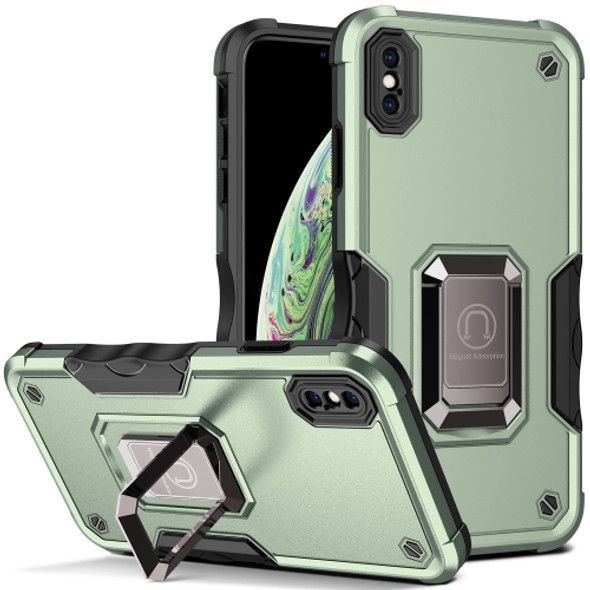 Ring Holder Non-slip Armor Phone Case For iPhone XS Max(Green)
