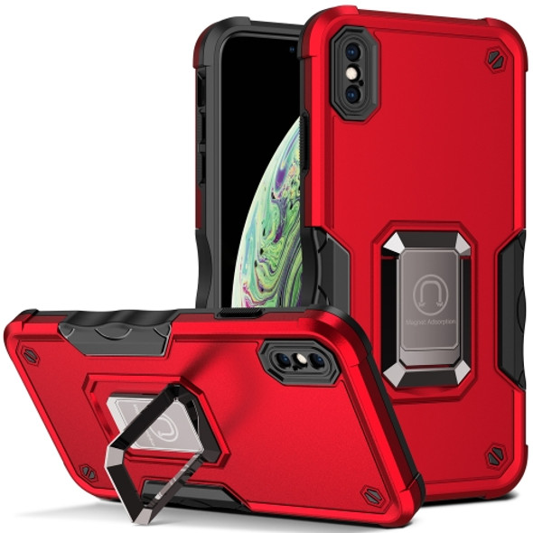 Ring Holder Non-slip Armor Phone Case For iPhone XS Max(Red)