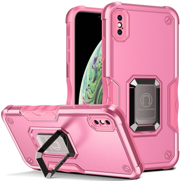 Ring Holder Non-slip Armor Phone Case For iPhone XS Max(Pink)