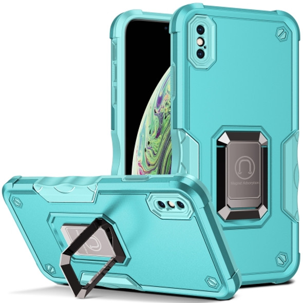 Ring Holder Non-slip Armor Phone Case For iPhone XS Max(Mint Green)