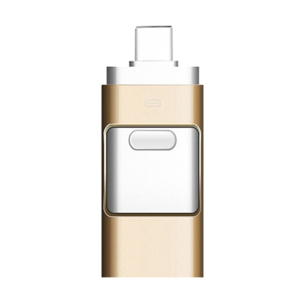 256GB Type-C + 8 Pin + USB 3.0  3 In 1 OTG Metal USB Flash Drive(Gold)