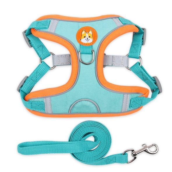 BL-867 Pet Chest Straps Reflective Dog Traction Rope, Size: L(Lake Blue)
