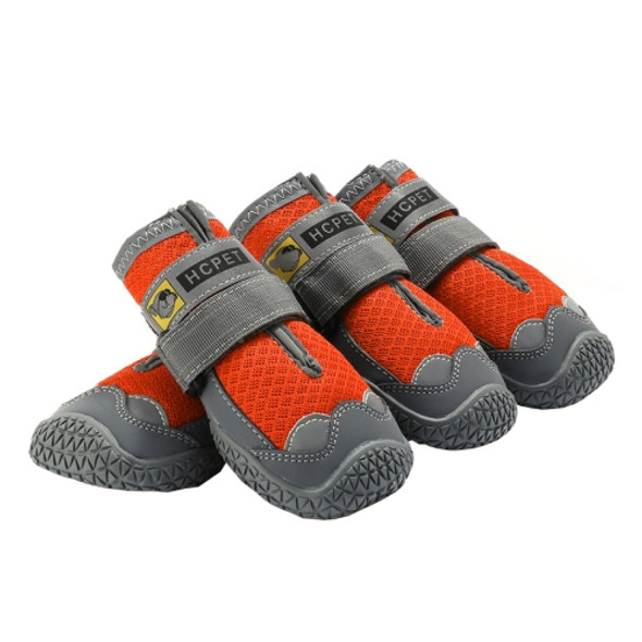 4 PCS / Set HCPET Dog Shoes Breathable Net Dog Shoes, Size: No.2 4.5cm(Orange)