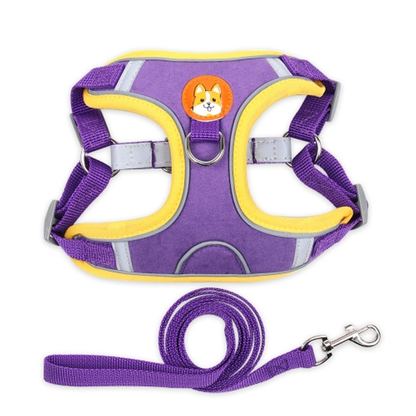 BL-867 Pet Chest Straps Reflective Dog Traction Rope, Size: M(Purple)