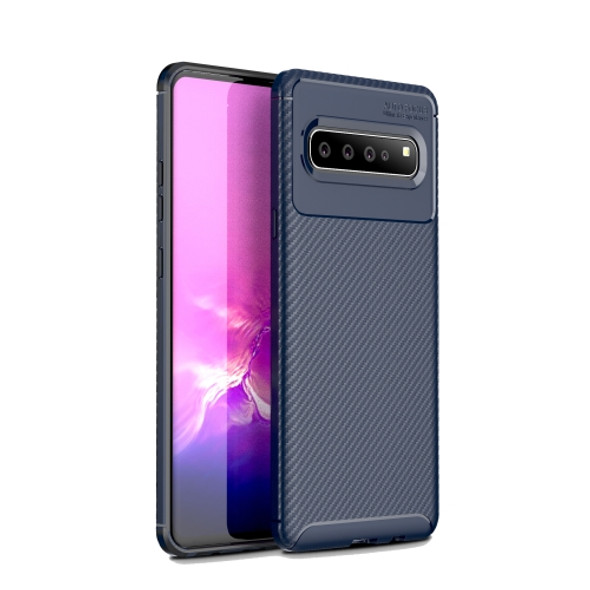 For LG V60 ThinQ 5G Carbon Fiber Texture Shockproof TPU Case(Blue)