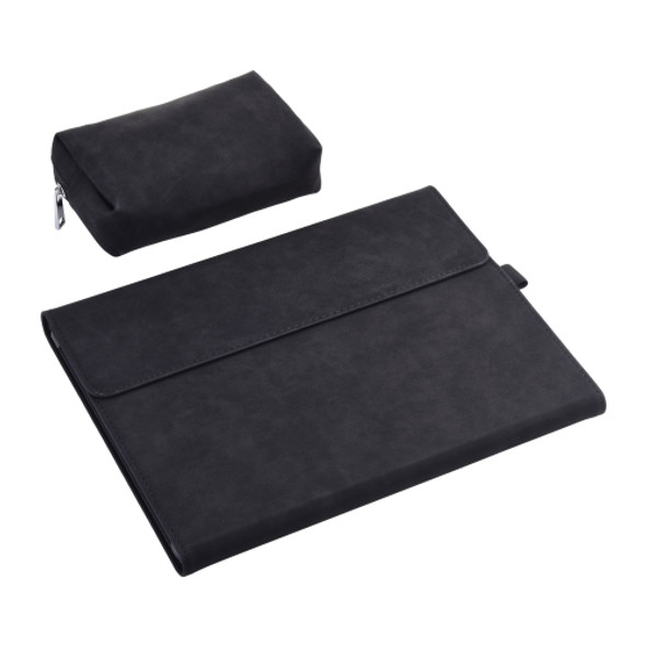 13 inch Leather Tablet Protective Case For Microsoft Surface Pro X, Color: Black + Power Bag