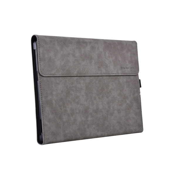 13 inch Leather Tablet Protective Case For Microsoft Surface Pro X, Color: Light Gray