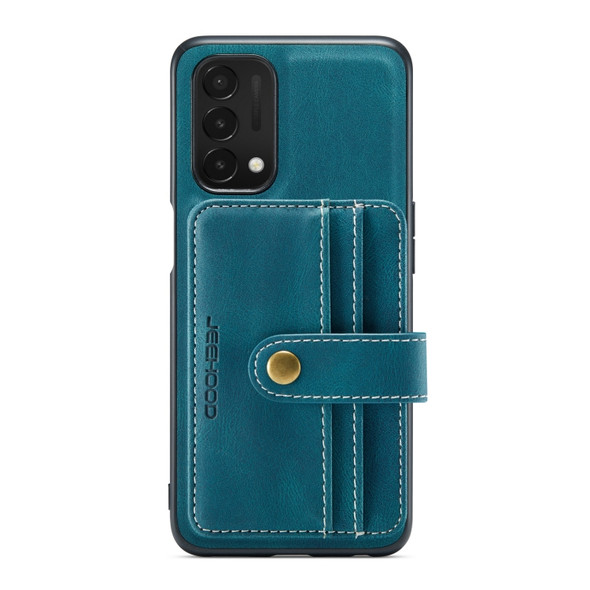 For OnePlus Nord N200 5G JEEHOOD RFID Blocking Anti-Theft Magnetic PU + TPU Phone Case(Blue)