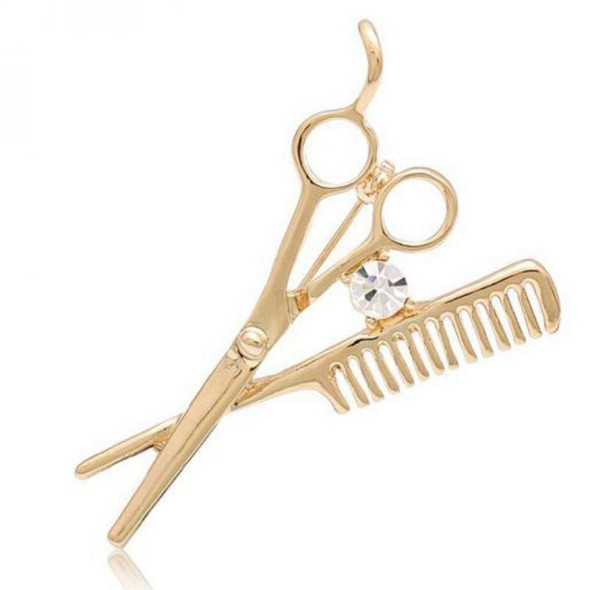 Scissor Comb Brooch Small Suit Collar Pin(Gold)