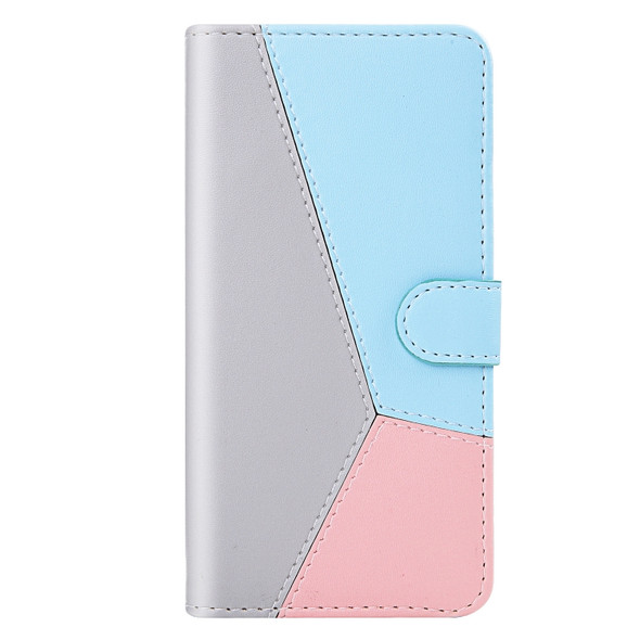For LG K40 Tricolor Stitching Horizontal Flip TPU + PU Leather Case with Holder & Card Slots & Wallet(Grey)