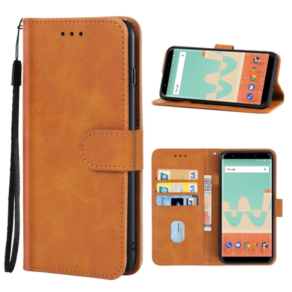 Leather Phone Case For Wiko View Go(Brown)