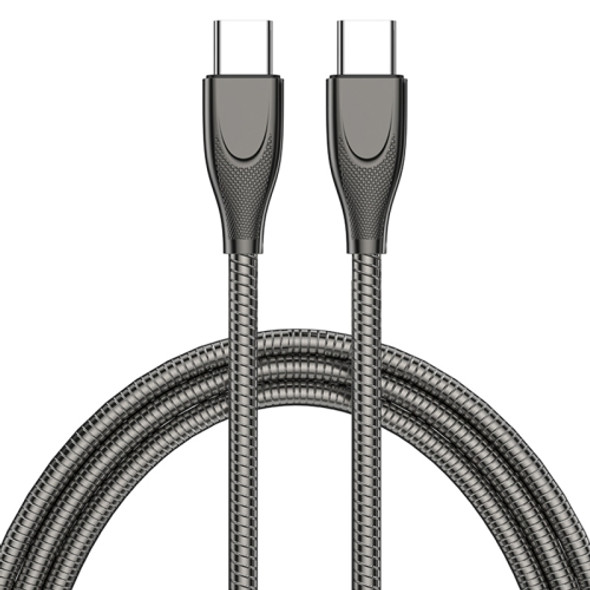 ADC-009 USB-C / Type-C to USB-C / Type-C Zinc Alloy Hose Fast Charging Data Cable, Cable Length: 1m(Gun Metal)