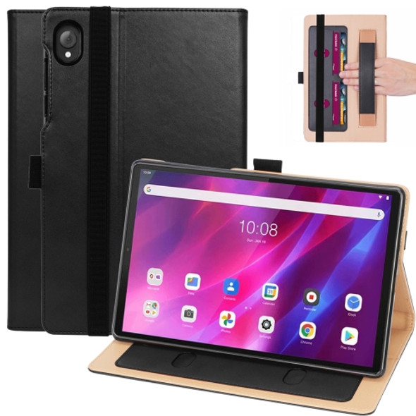 For Lenovo Tab K10 / M10 Plus 10.3 inch Retro Texture PU Leather Tablet Case with Card Slots & Hand Strap(Black)