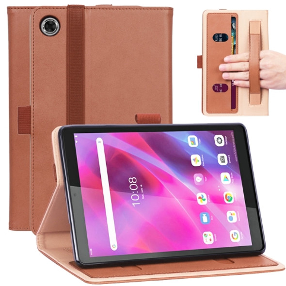 For Lenovo Tab M8 HD TB-8505F / Tab M8 3rd Gen WY-2099 Retro Texture PU Leather Tablet Case with Card Slots & Hand Strap(Brown)