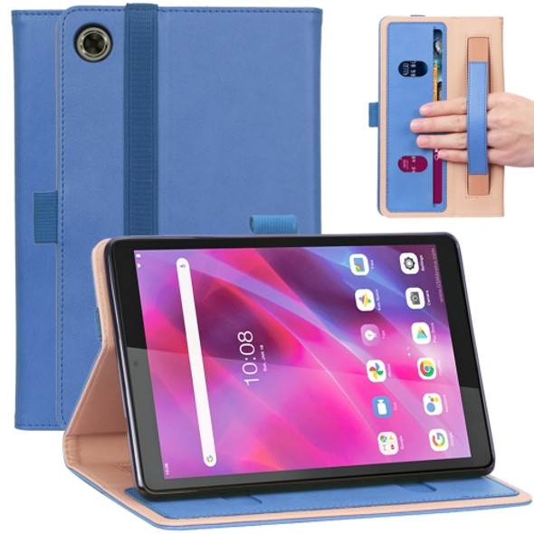 For Lenovo Tab M8 HD TB-8505F / Tab M8 3rd Gen WY-2099 Retro Texture PU Leather Tablet Case with Card Slots & Hand Strap(Blue)