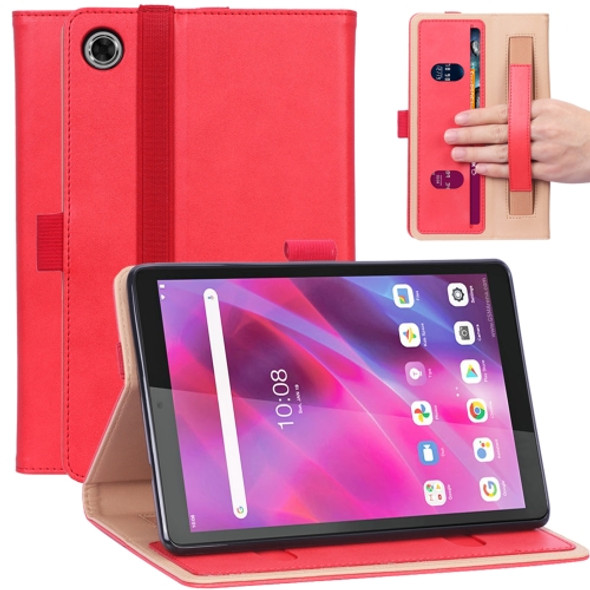 For Lenovo Tab M8 HD TB-8505F / Tab M8 3rd Gen WY-2099 Retro Texture PU Leather Tablet Case with Card Slots & Hand Strap(Red)