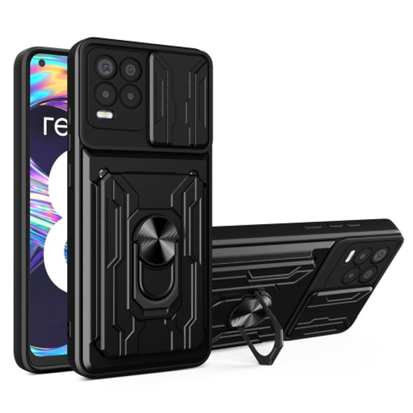 For OPPO Realme 8 / 8 Pro Sliding Camshield Card Phone Case(Black)