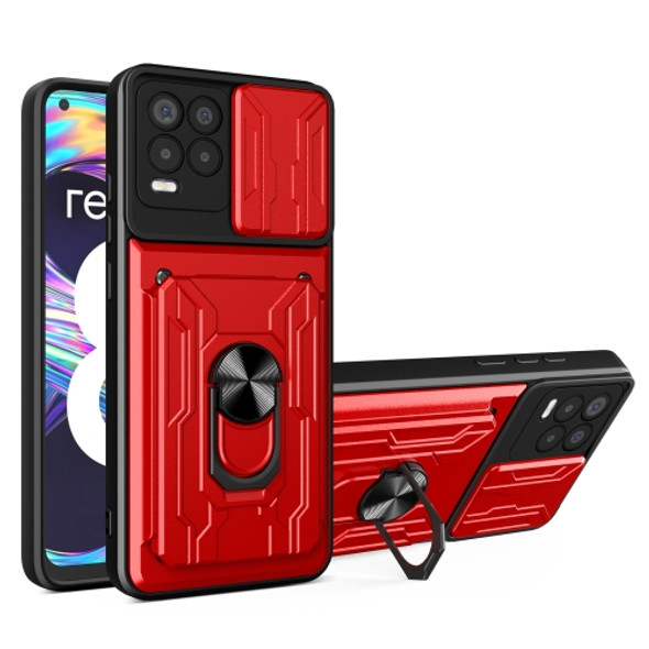 For OPPO Realme 8 / 8 Pro Sliding Camshield Card Phone Case(Red)