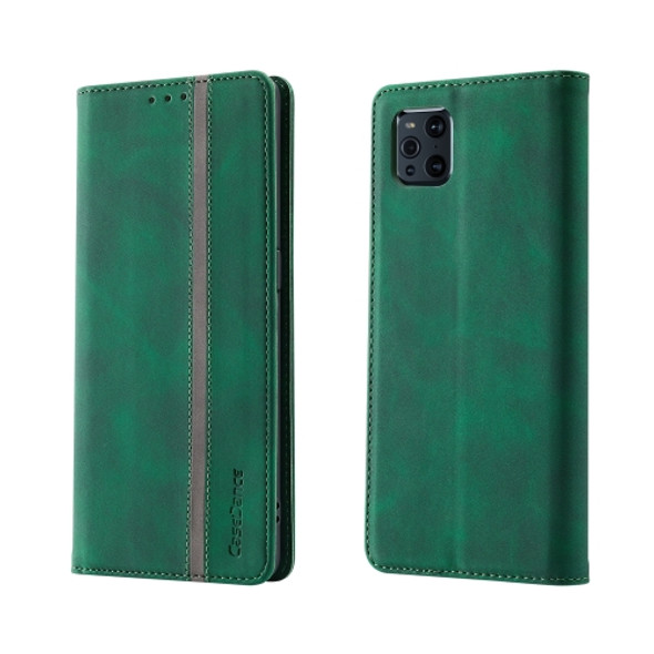 For OPPO Find X3 / X3 Pro Splicing Skin Feel Magnetic Leather Phone Case(Green)