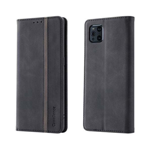 For OPPO Find X3 / X3 Pro Splicing Skin Feel Magnetic Leather Phone Case(Black)