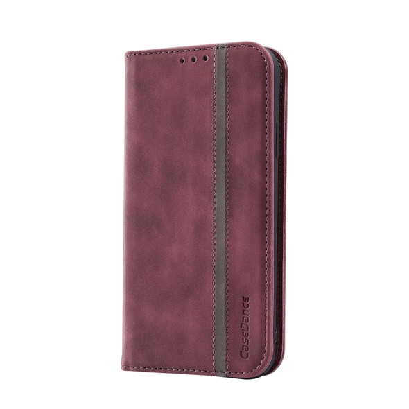 Splicing Skin Feel Magnetic Leather Phone Case For iPhone XS Max(Wine Red)