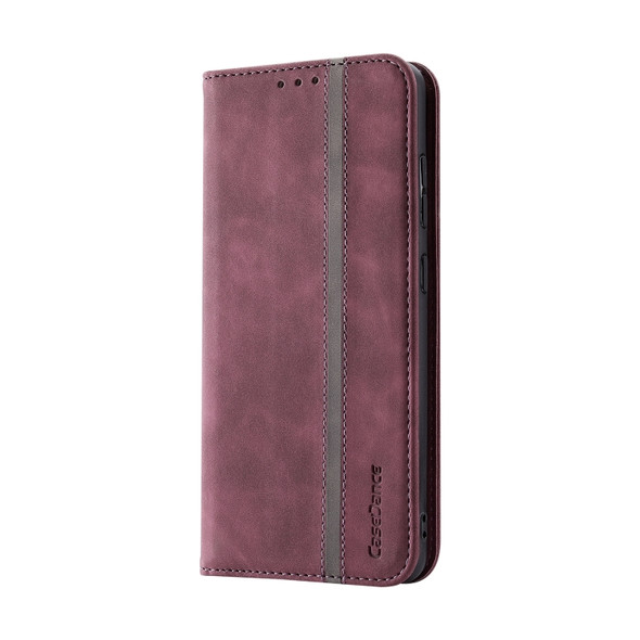 For Samsung Galaxy S20 Ultra Splicing Skin Feel Magnetic Leather Phone Case(Wine Red)