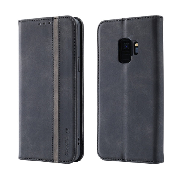 For Samsung Galaxy S9 Splicing Skin Feel Magnetic Leather Phone Case(Black)