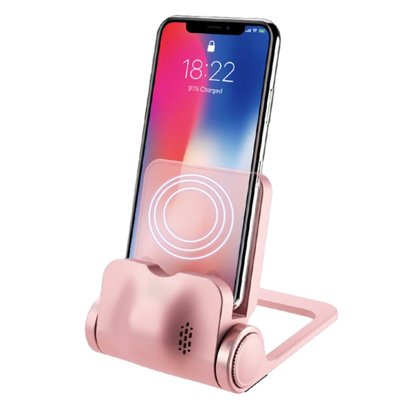 4 in 1 360 Degrees Rotation Phone Charging Desktop Stand Holder with Qi Standard Wireless Charging, For iPhone, Huawei, Xiaomi, HTC, Sony and Other Smart Phones(Rose Gold)