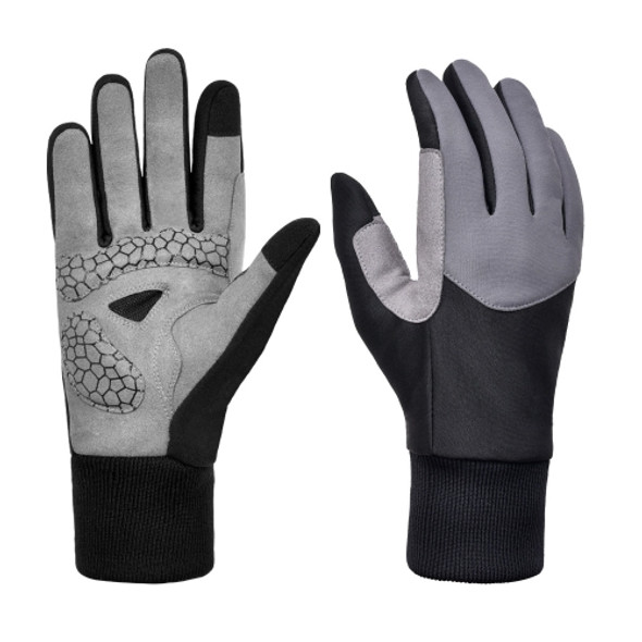 Boodun Long Finger Cycling Gloves Outdoor Sports Hiking Bike Gloves, Size: L(Dark Grey)