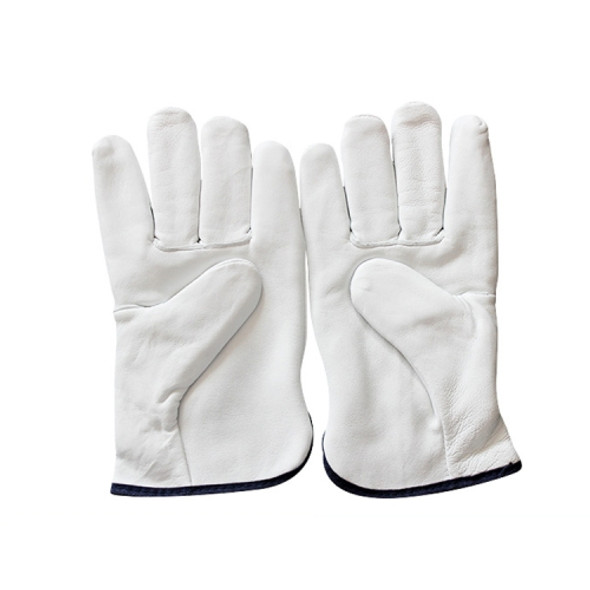 1 Pair Thickened Warm Riding Genuine Leather Gloves, Size: XL(White)