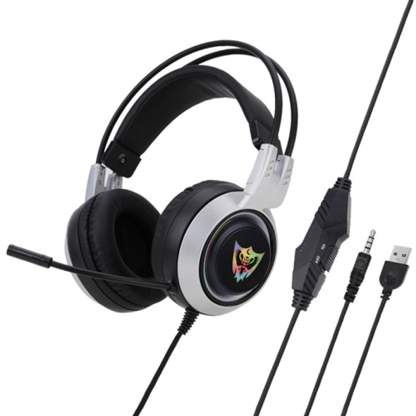 Soyto SY-G25 Cat Ear Glowing Gaming Computer Headset, Cable Length: 2m(Silver Black)