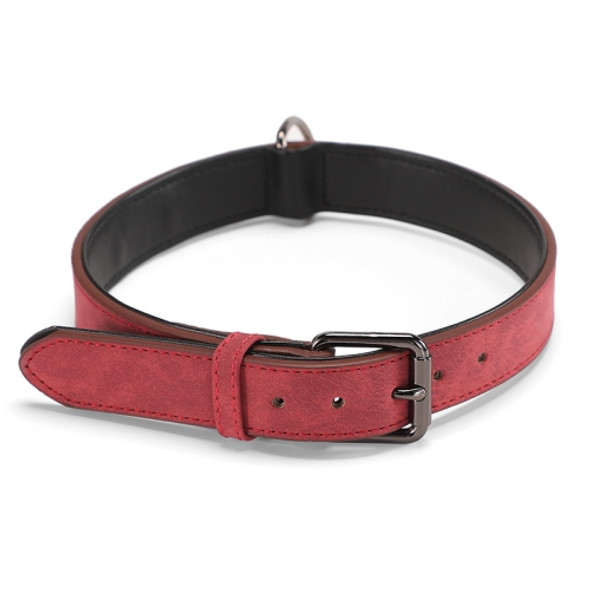 JINMAOHOU Dogs Double-Layer Leather Collar, Specification: S 39x2.2cm(Red)