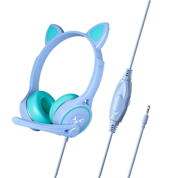 Soyto SY-G30 Cat Ear Computer Headset, Style: Non-luminous Version (Light Blue)