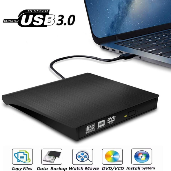 USB 3.0 Brushed External CD / DVD-RW Optical Drive Player