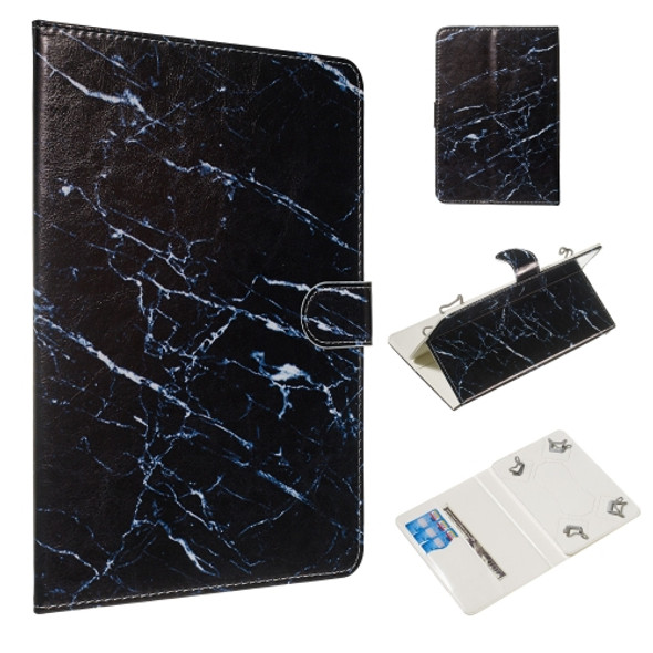 For 10 inch Universal Tablet PC Colored Drawing Pattern Horizontal Flip PU Leather Case with Holder & Card Slots(Black Marble)