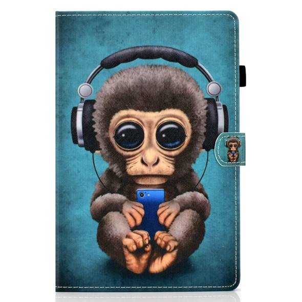 For Galaxy Tab S6 T860 / T865 Colored Drawing Horizontal Flip Leather Case with Holder & Card Slots & Pen Slot & Sleep / Wake-up Function(Headphone Monkey)