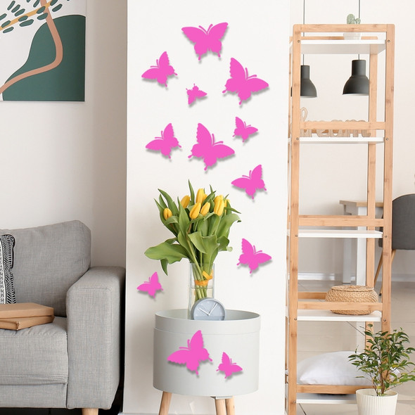 2 Sets YG005 3D Stereo Butterfly Luminous Wall Sticker( Pink )